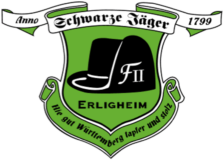 Logo der Schwarze Jäger 1799 e.V. aus Erligheim Schwarze Schrift auf grünem Grund: Hie gut Württemberg tapfer und stolz